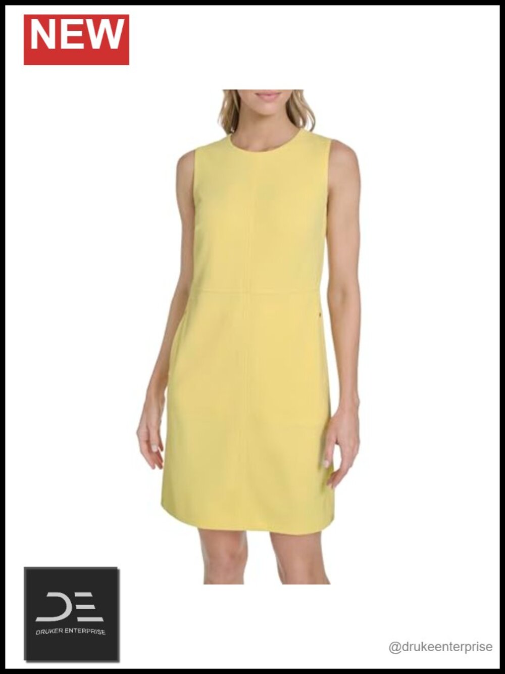 Sleeveless Crew Neck Scuba Crepe Sheath Mini Dress Business Casual